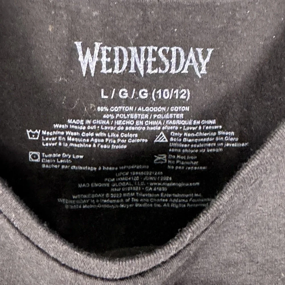 Wednesday Shirt Youth Large Black On Wednesdays We Wear‎ Black Gothic Tee Kids - Picture 8 of 8